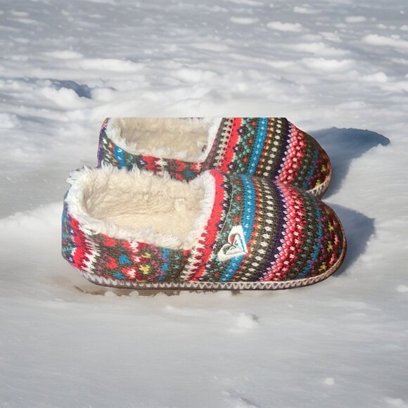 Roxy Snowbird Slipper Children Size 3 Woven Hegge Faux Shearling Scandinavian - Picture 3 of 8